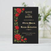 Roos Gothic Wedding Save the Date (Staand voorkant)