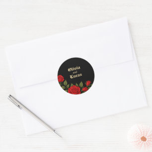 Roos Gotische bruiloft Classic Ronde Sticker
