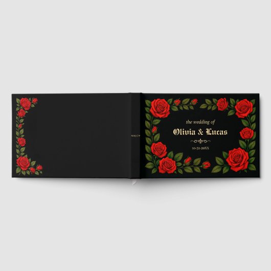 Roos Gotische bruiloft gastenboek (Volledig)