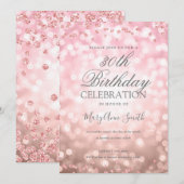 Roos Goud 30e Verjaardag Glitter Confetti Lights Kaart (Voorkant / Achterkant)