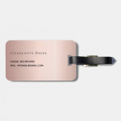 Roos goud aangepaste monogram naam modern bagagelabel (Achterkant horizontaal)