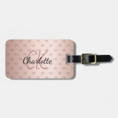 Roos goud aangepaste naam van monogram initiaal bagagelabel (Voorkant horizontaal)