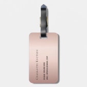 Roos goud aangepaste naam van monogram initiaal bagagelabel (Achterkant verticaal)