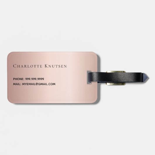 Roos goud aangepaste naam van monogram initiaal bagagelabel (Achterkant horizontaal)