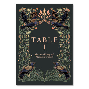 Roos Goud Betoverde Gotische Raven Floral Wedding Kaart