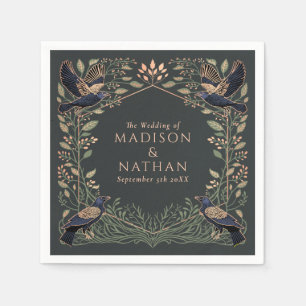 Roos Goud Betoverde Gotische Raven Floral Wedding Servet