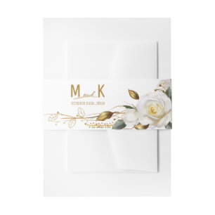 Roos Goud Biologische Bloemen Bruiloft Uitnodigingen Wikkel