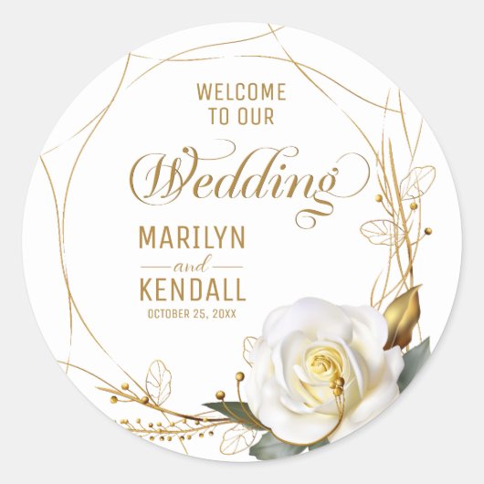 Roos Goud Biologische Bloemen Ronde Sticker (Voorkant)