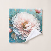 Roos Goud Blauwgroen Bloom Art Bad Handdoek (Wasdoekje)