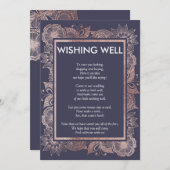 Roos Goud Bloem en Donkerblauwe Wensput Kaart (Voorkant / Achterkant)