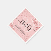 Roos Goud Bloemen Glitter 30e Verjaardag Script Servet (Hoek)