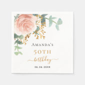 Roos Goud Bloemen Groen Elegant Birthday Servet (Voorkant)