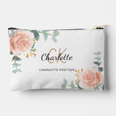 Roos Goud Bloemen Groen Naam Monogram Etui (Achterkant)