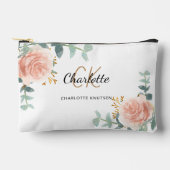 Roos Goud Bloemen Groen Naam Monogram Etui (Voorkant)