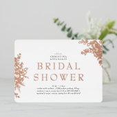 Roos Goud Bloemen Rond Vrijgezellenfeest Folie Uitnodiging (Staand Voorkant)