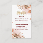 Roos Goud Bloemen Walima Islamitische bruiloft Informatiekaartje (Voorkant)