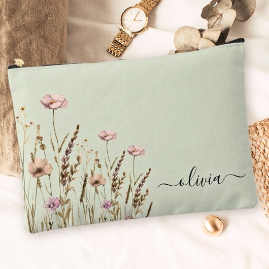 Roos Goud Bloemen Wijze Groene Naam Monogram Etui