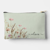 Roos Goud Bloemen Wijze Groene Naam Monogram Etui (Achterkant)