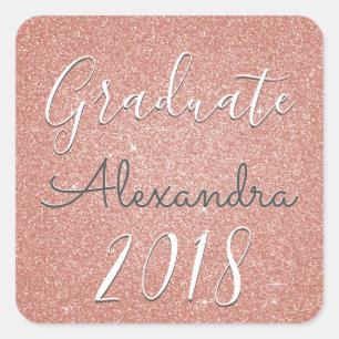 Roos Goud - Blush Pink Glitter 2018 Afstuderen Vierkante Sticker