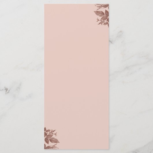 Roos Goud Blush Roze Bloemen Elegant Bruiloft Menu (Achterkant)