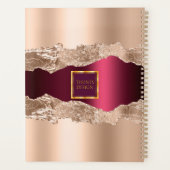 Roos goud burgundy agate marmer business logo planner (Achterkant)
