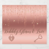 Roos Goud Confetti Vrijgezellenfeest Sparkling Wijnetiket (Enkel label)