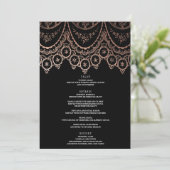 Roos Goud Delicate Kant Bruiloft Menu (Staand voorkant)