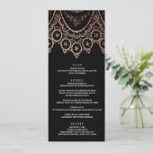 Roos Goud Delicate Kant Bruiloft Menu (Staand voorkant)