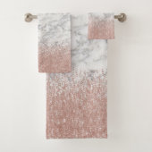 Roos Goud Echt Marmer Glitter Glam Trendy Bad Handdoek (Insitu)