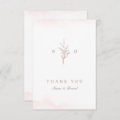 Roos goud Eenvoudig botanisch monogram bedankt (Voorkant / Achterkant)