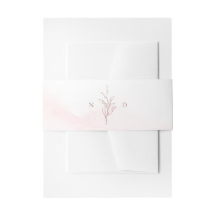 Roos goud Eenvoudige botanische bladeren monogram  Uitnodigingen Wikkel