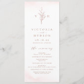 Roos goud eenvoudige botanische monogram bruiloft programma (Voorkant)