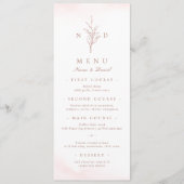 Roos goud eenvoudige elegant bladeren monogram bru menu (Voorkant)