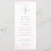 Roos goud eenvoudige elegant bladeren monogram bru menu (Voorkant)