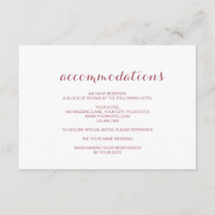 Roos Goud Eenvoudige Elegante Huwelijksaccommodati Informatiekaartje