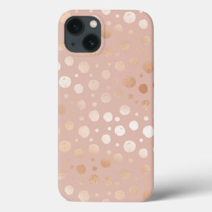 Roos-goud- en beige stippen iPhone 13 hoesje
