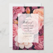 Roos Goud en Blush Bloemen Bruiloft Kaart (Voorkant)