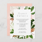 Roos Goud en Blush Groen Bruiloft Gast Details Informatiekaartje (Voorkant / Achterkant)