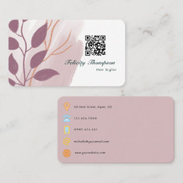 Roos Goud en Blush Roze Abstracte QR Code Visitekaartje