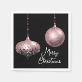 Roos Goud en Blush Roze Kerstballen Servet (Voorkant)