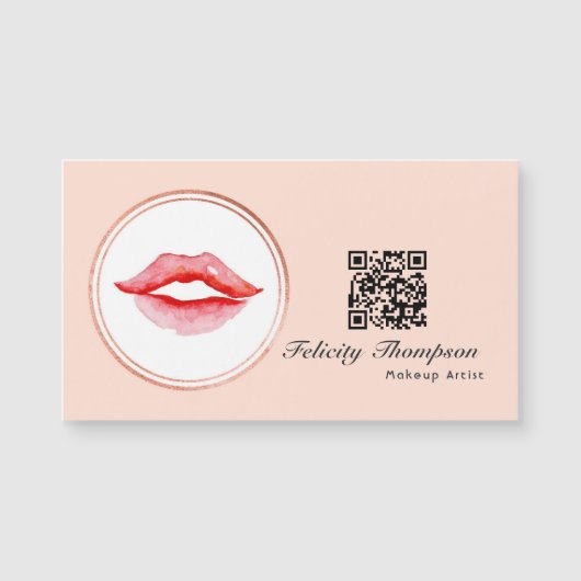 Roos Goud en Blush Roze Make-up Artiest QR Code (Voorkant)