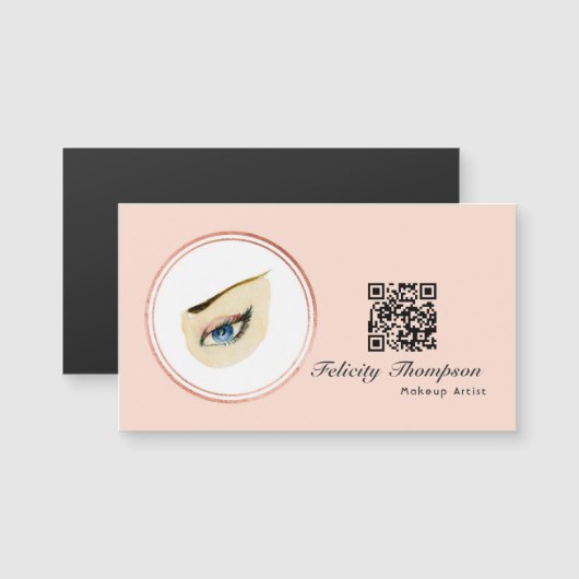 Roos Goud en Blush Roze Make-up Artiest QR Code (Voorkant / Achterkant)