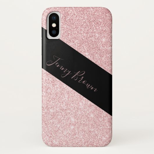 roos goud en glitter elegant monogram Case-Mate iPhone case (Achterkant)
