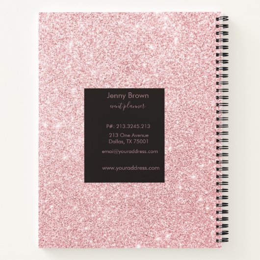 roos goud en glitter elegant script notitieboek (Achterkant)