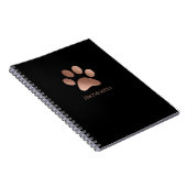 Roos Goud en houtskool Paw Print Logo gepersonalis Notitieboek (Rechterzijde)