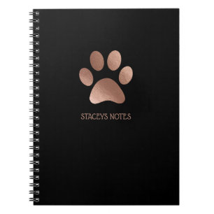 Roos Goud en houtskool Paw Print Logo gepersonalis Notitieboek