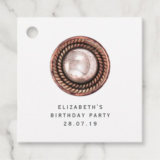 Roos Goud en Koper  Chic Button Bedankjes Labels (Voorkant)