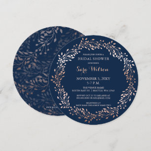 roos goud en marineslangen bridal Shower Invitatio Kaart