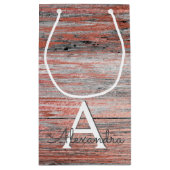 Roos Goud en Rustiek Hout Monogram & Initiaal Klein Cadeauzakje (Achterkant)