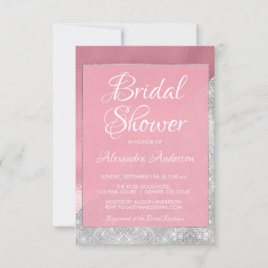 Roos Goud en Zilveren Sparkle Vrijgezellenfeest Kaart (Voorkant)